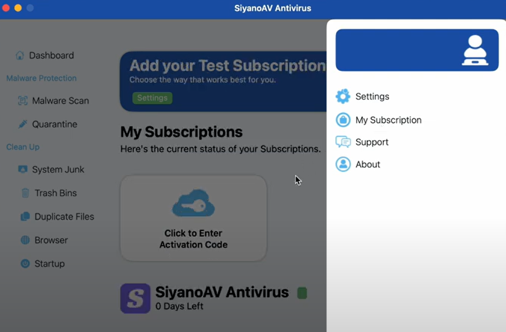 screenshot of SiyanoAV Mac Antivirus